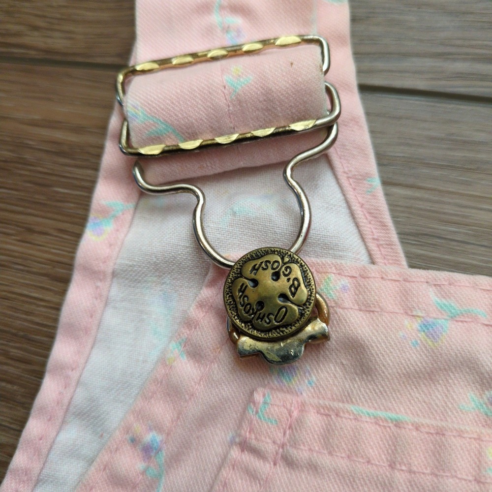 Vtg 80s OshKosh B'gosh Pink Floral Shortalls Vestbak Overalls Short USA Made 24M - Picture 5 of 11